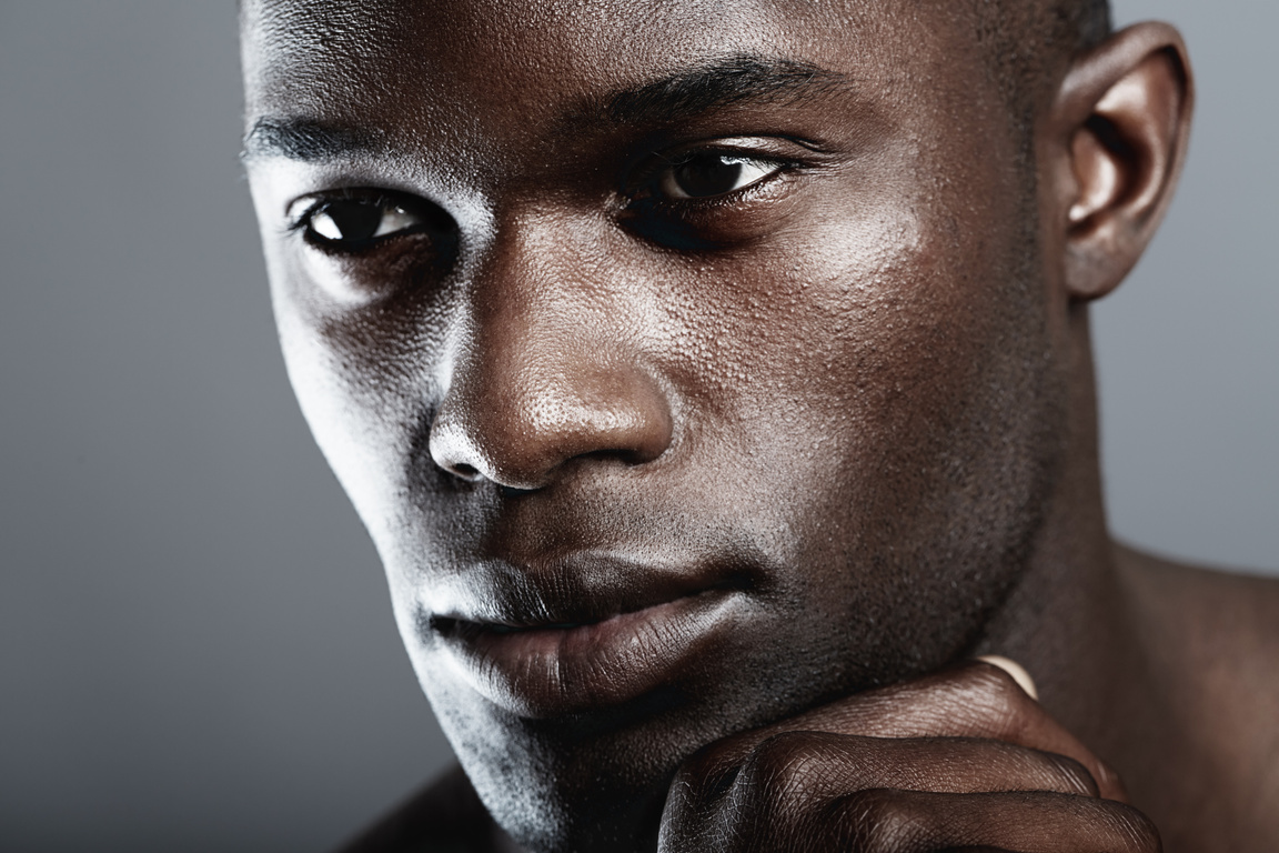 Closeup on a Man's Serious Face 